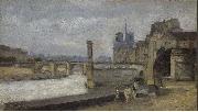 Stanislas Lepine The Pont de la Tournelle, Paris oil